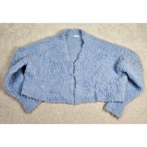 Oversized‎ Pilcro Light Blue Fuzzy Cropped Cardigan Sweater (XXS) Size Large